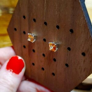 Yellow Diamond Crystal Silver Stud Earrings